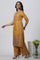 Yellow Glitter Printed Kurta And Pants Set