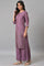 Purple Silver Mukaish Festive kurta With Parallel Pants