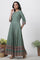 Green Glitter Printed Kalidar Dress And Dupatta Set