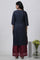 Blue Mock Layered Kurta And Parallel Pants Set