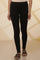Black Solid Cotton Lycra Ankle Length Leggings