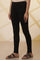 Black Solid Cotton Lycra Ankle Length Leggings