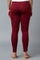 Maroon Solid Skinny Fit Cotton Tights With Elasticated Waistband
