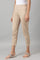 Beige Slim Ankle Length Pants