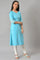 Blue Straight Casual kurta in Round Neck