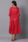 Pink Flared Embroidered kurta