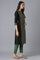 Black Cotton kurta and Green Trousers Set