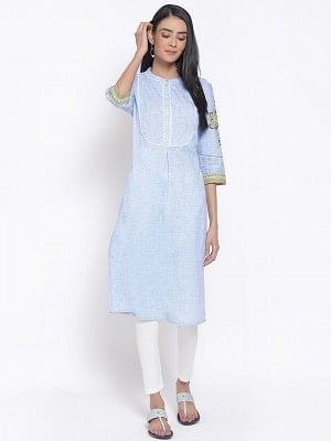 Blue Printed kurta & Tights