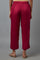 Dark Pink Solid Slim Pants in Straight Silhouette