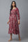 Deep Red Printed Flared Dress