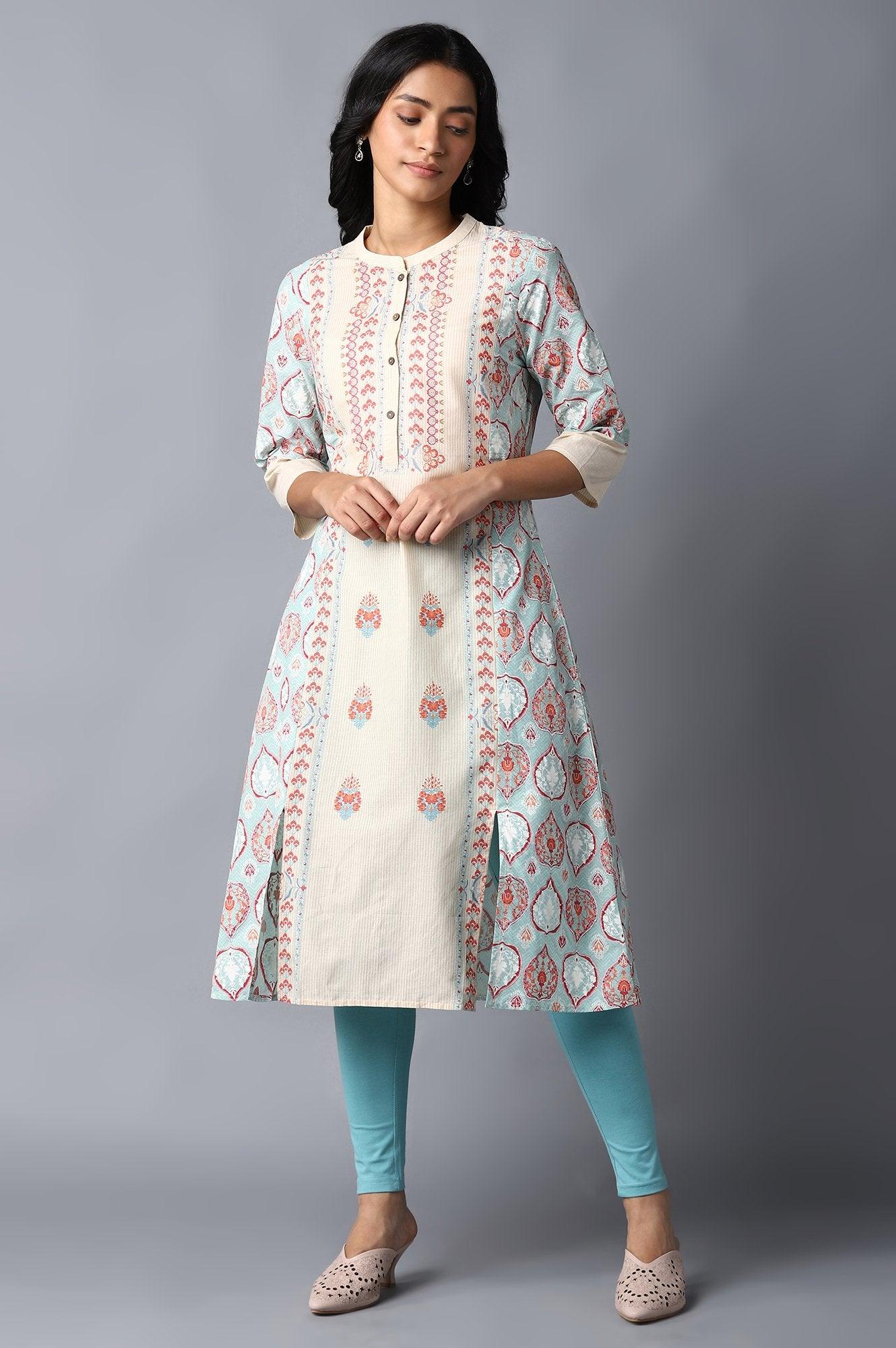 Ecru Paisley Print kurta