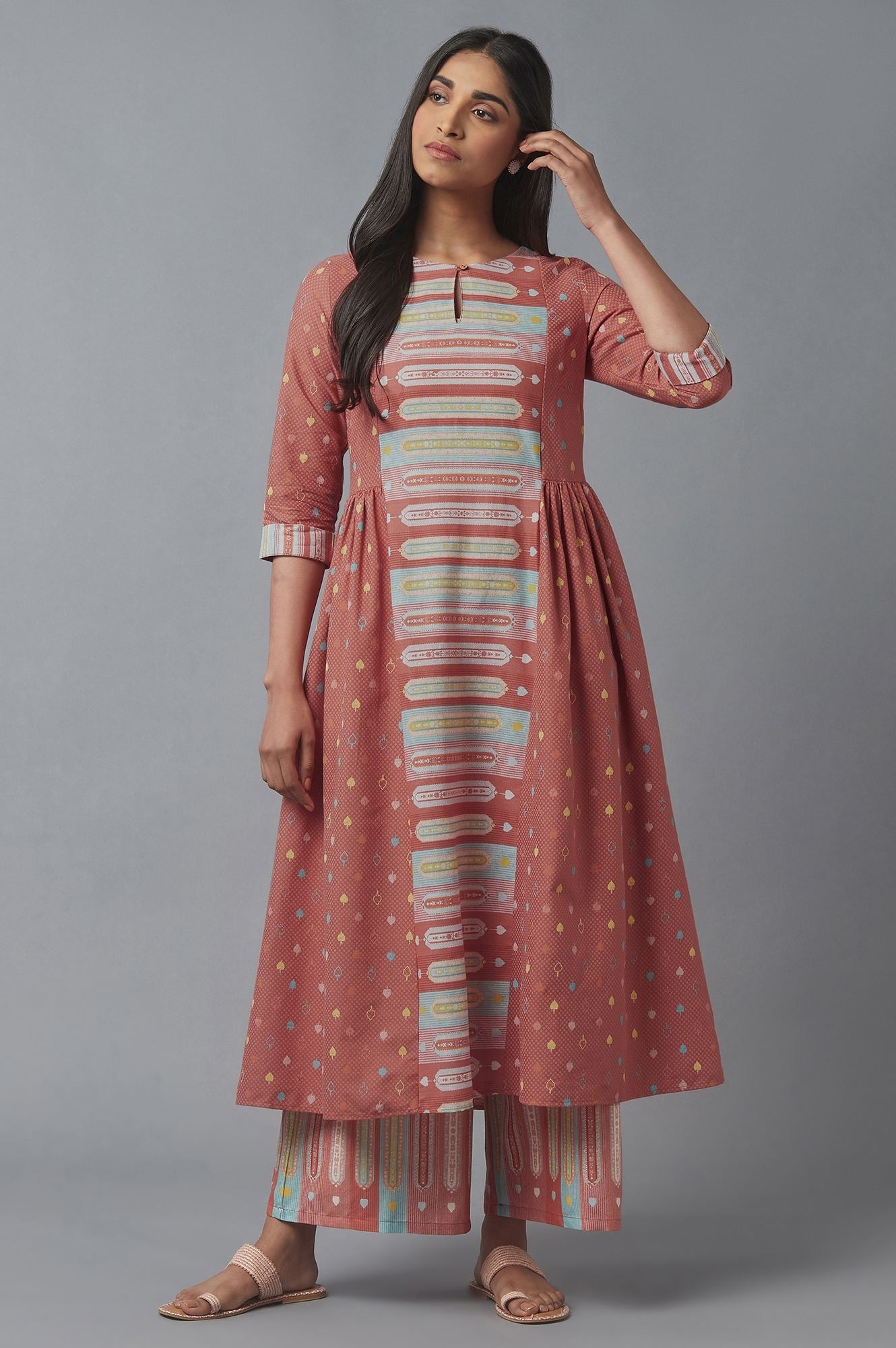 Apricot Orange Flared kurta