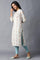 Ecru Dobby kurta With Multicolour Print