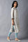 Ecru Dobby kurta With Multicolour Print