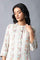 Ecru Dobby kurta With Multicolour Print