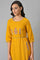 Mustard Yellow A-Line Printed kurta With Embroidery