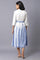 White And Blue Lapel Collar Shirt Dress With Belt