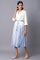 White And Blue Lapel Collar Shirt Dress With Belt