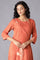 Rust Orange Angrakha Jumpsuit In Round Neck