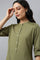 Green Half Placket Shirt kurta