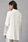 White Panelled Shirt With Embroidered Organza Sleeves