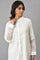 White Panelled Shirt With Embroidered Organza Sleeves