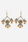 Yellow Floral Detailing Stone Studded Dangler Earrings