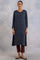 Indigo Ajrakh Print V-Neck kurta