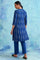 Indigo Dabu Print V-Neck kurta