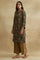 Dark Brown Ajrakh Print kurta In Fluid Satin