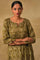 Olive Ajrakh Print A-Line kurta