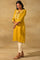 Mustard Embroidered Lustrous Satin kurta