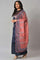 Dark Blue Festive Velvet kurta With Shantung Sharara And Coral Dupatta