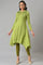 Green A-Line Embroidered Winter kurta