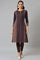 Maroon Jacquard Flared Winter kurta
