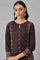 Maroon Jacquard Flared Winter kurta