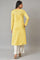 Lemon Yellow Embroidered A-Line Winter kurta