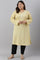 Lemon Yellow Embroidered A-Line Plus Size Winter kurta