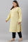 Lemon Yellow Embroidered A-Line Plus Size Winter kurta