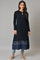 Dark Blue A-Line Colour Blocking Winter kurta