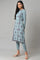 Blue Printed Knitted Winter kurta