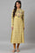 Yellow A-Line Placement Print Winter kurta