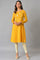 Yellow Winter kurta With Embroidered Yoke