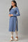 Blue Embroidered Asymmetrical Winter kurta