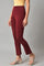 Dark Red Solid Knitted Flared Pants