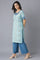 Blue Printed Ethnic kurta and Culottes Set