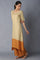 Aure Collection By Aurelia Beige And Tawny Olive Colour Block kurta With Palazzo Set