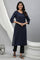 Blue Yarn Dyed Straight Kurta