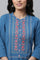 Blue Thread Work Cotton Blend Straight Kurta and Palazzo Set