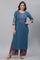 Blue Metallic Embroidered Kurta